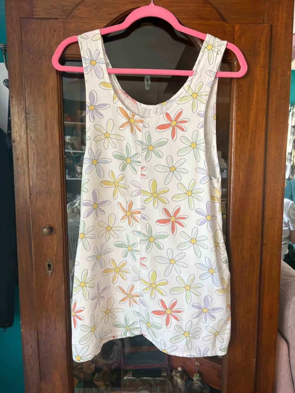 Sleeveless White Floral Daisy Tunic Top - Multicolor